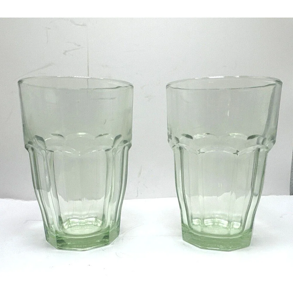 Pair Of Bormioli Rocco Mint Green Rocks Water Dinner Glasses